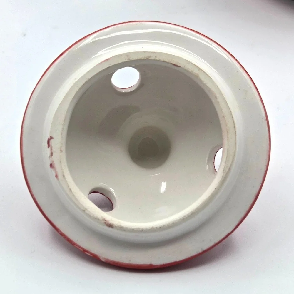 VINTAGE 2004 Red & Black Ceramic Snowman Teapot with Warmer